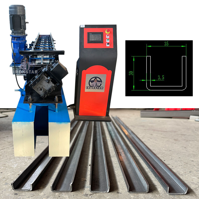 “PLC Control 2 Sizes in 1 U Channel Roll Forming Machine 35×15mm 35×30mm 10 Gauge U Purlin Making Machine for USA Market”